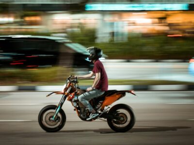A man riding a motorcycle