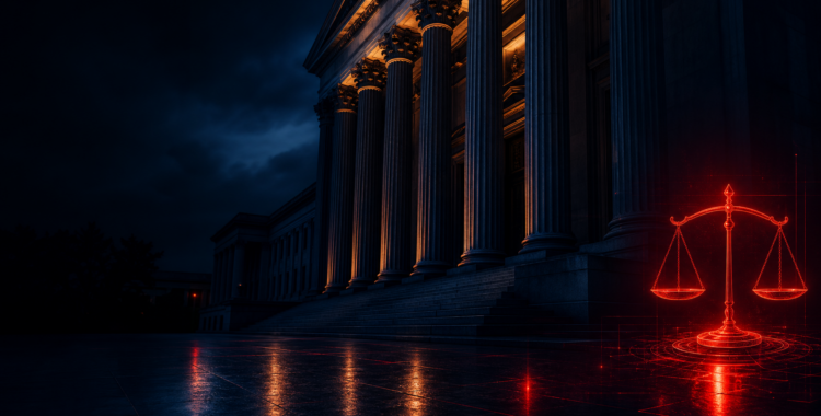 Feizy Law | Texas Car Accident Statute of Limitations: How Long Do You Have to File? Texas courthouse columns at night with red accent lighting - Feizy Law Office car accident statute of limitations guide