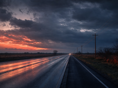 Feizy Law | Car Wreck Attorney: What Texas Crash Victims Should Do Next Dark Texas highway at dusk, representing the aftermath of a serious car wreck