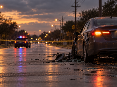 Quiet dusk scene after a North Texas crash, used as header for accidental death lawyer guide