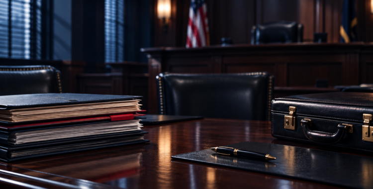 Feizy Law | Civil Litigation Attorney: What Texas Injury Victims Need to Know Dark navy legal still life with files and briefcase, Feizy Law Office blog header