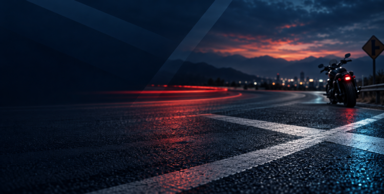 Feizy Law | Motorcycle Accident Lawyer Frisco: What Injured Riders Should Know Dark professional abstract image suggesting a motorcycle and roadway with red and blue accents for Feizy Law Office