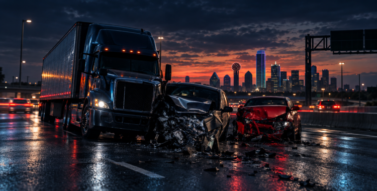 Dark highway scene suggesting a commercial truck crash, Feizy Law blog header